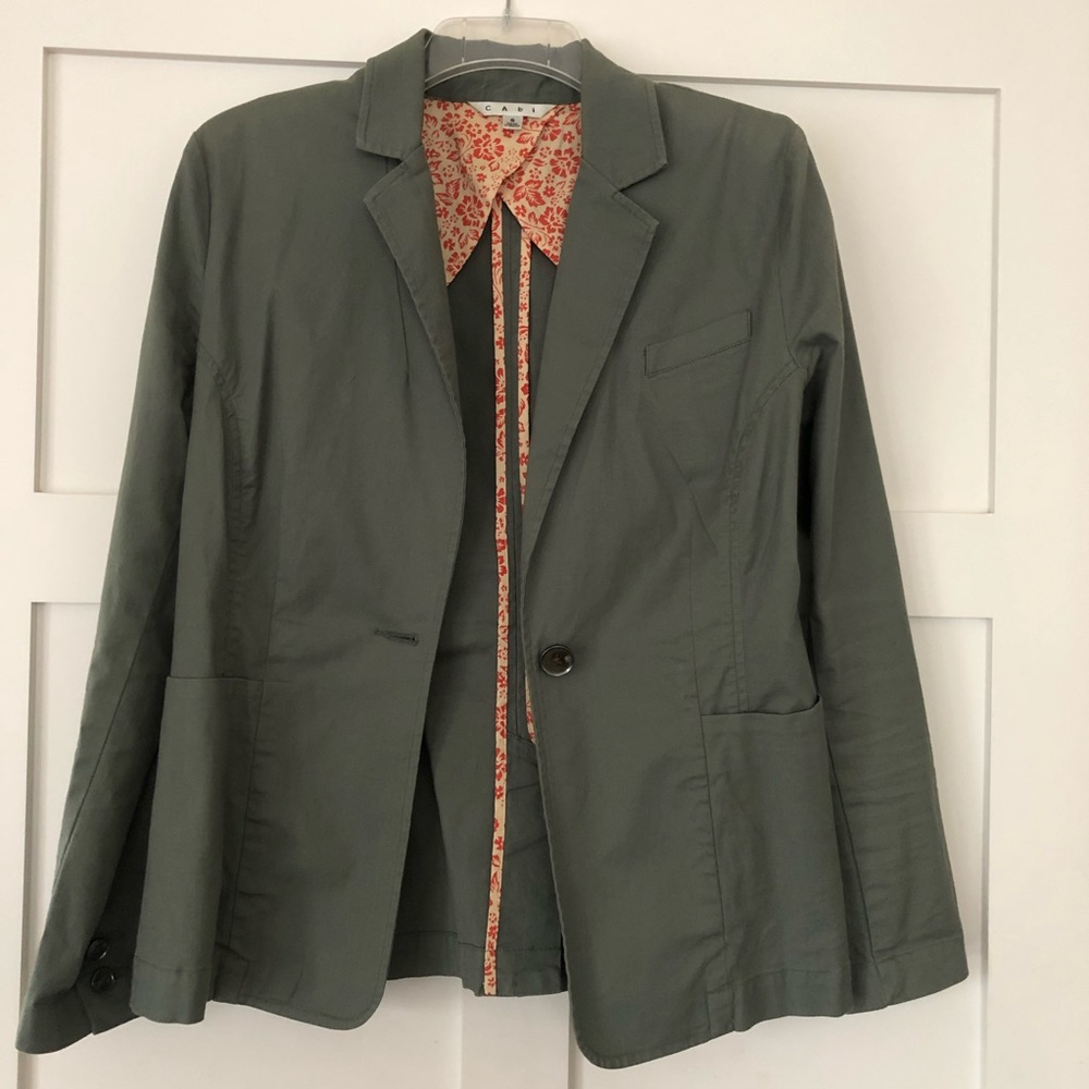 CAbi Olive Cotton Blazer